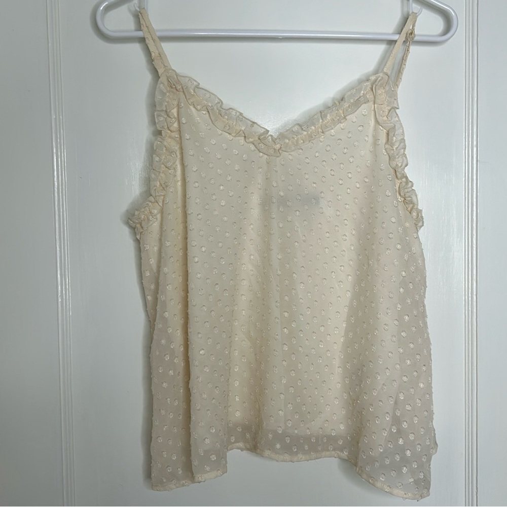 Norwegian Tank Top Cream Color Flowy Ruffled
